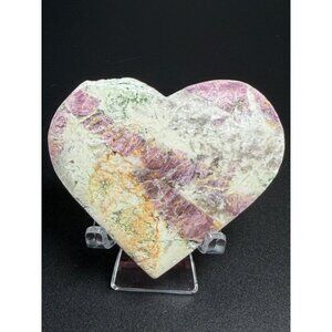 Rare Unicorn Stone Heart Carving Unpolished Healing Crystal 3" 4.4oz